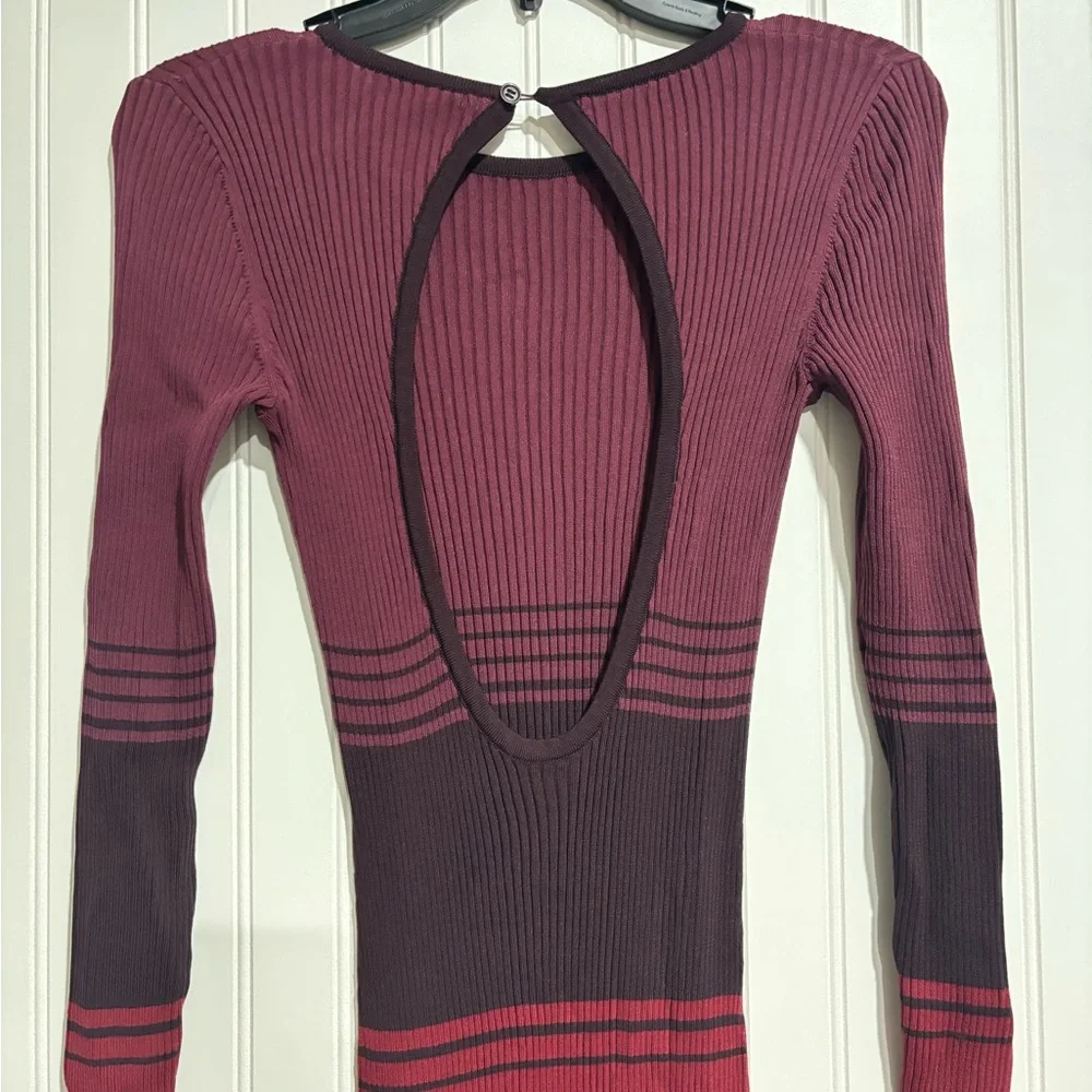 STAUD Ribbed Knit Dress in Berry and Plum - Picture 8 of 9